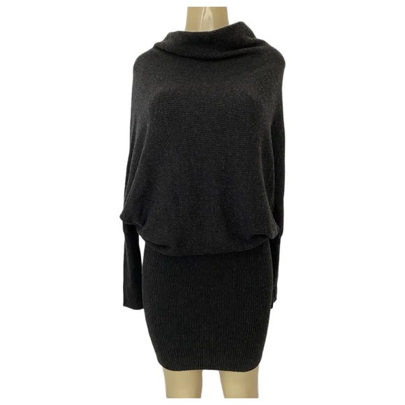 ALL SAINTS Ridley Cowl Neck Sweater Dress in Charcoal‎ Gray Medium - Picture 1 of 9